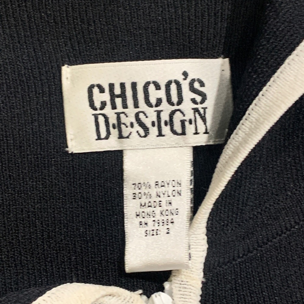 Chico's Black Hoodie with White Trim - Picture 2 of 5